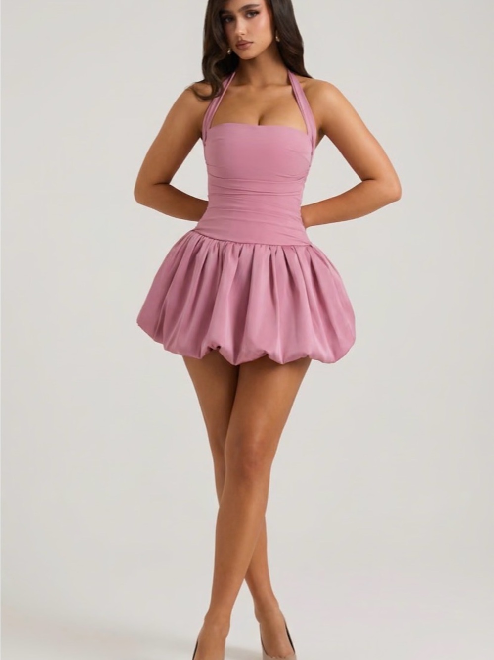 Oh Polly Ludmila Mauve Bubble Hem Corset Mini Dress Size 8 Coquette Balletcore